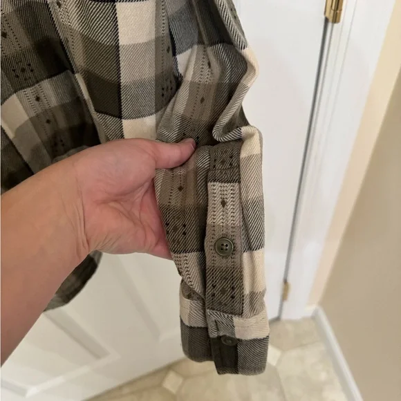 Frye Checkered Shirt Jacket in Black, Gray, and Cream - Picture 9 of 9